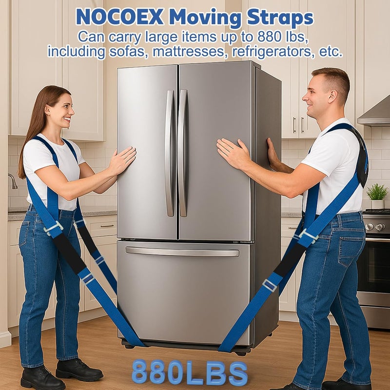 NOCOEX Moving Straps for Heavy Object - 2-Person Lifting and Moving System with Soft Back Pad - Shoulder Lifting Straps for 2 Movers to Easy & Safe Carry Furniture Appliance Mattresse Up to 880lbs - Image 2